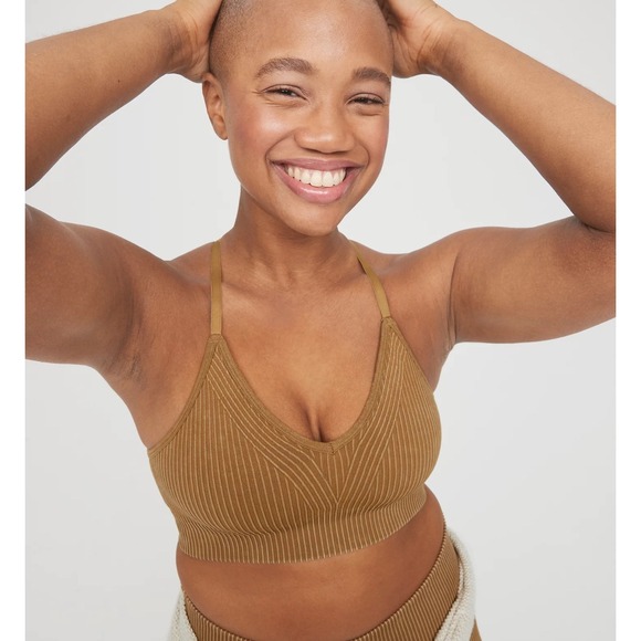 OFFLINE by Aerie Recharge Ribbed Bralette Adjustable Strap Small S Tan - Picture 1 of 10